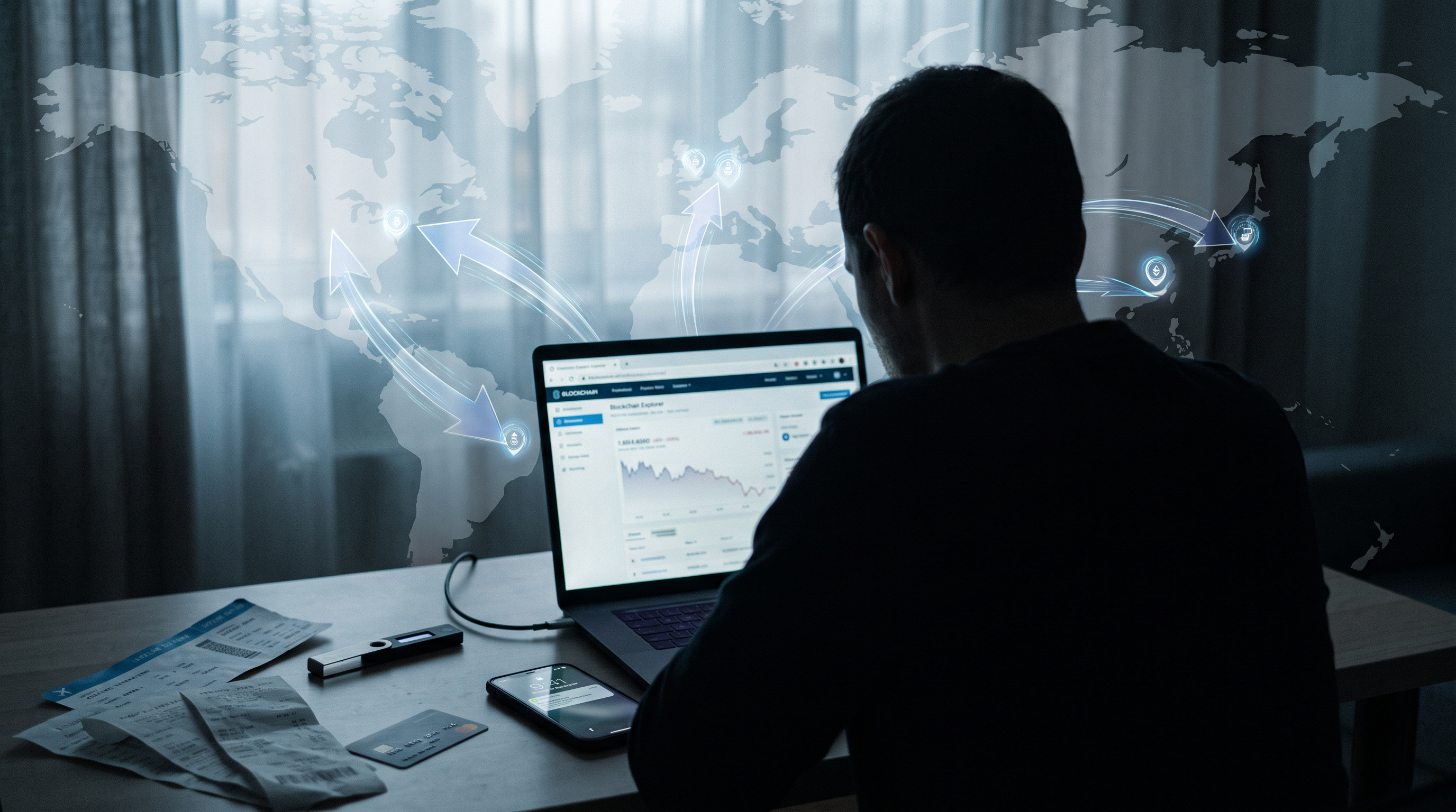 Federal investigators monitoring cryptocurrency transactions on screens to solve the $240 million Bitcoin heist.